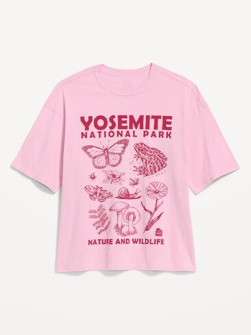 تي شيرت Old Navy Yosemite National Park ذو رقبة دائرية كبيرة الحجم - برغموت in Kuwait