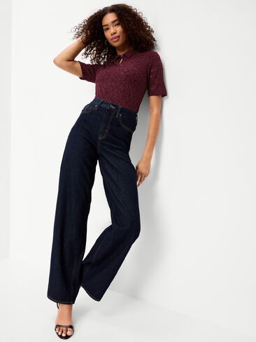 قميص بولو Old Navy من الدانتيل بفتحة المفتاح - طلاء أحمر in Kuwait