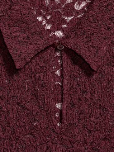 قميص بولو Old Navy من الدانتيل بفتحة المفتاح - طلاء أحمر in Kuwait