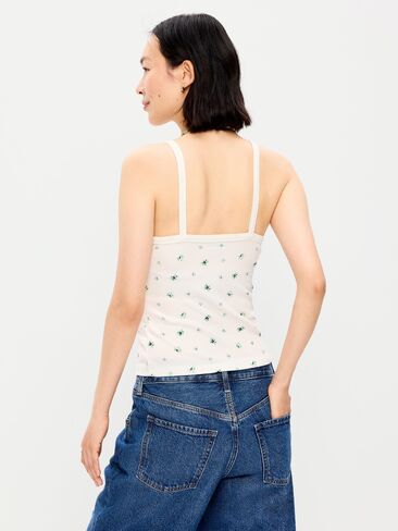 Old Navy Button-Down Cami Tank Top - White Floral in Kuwait