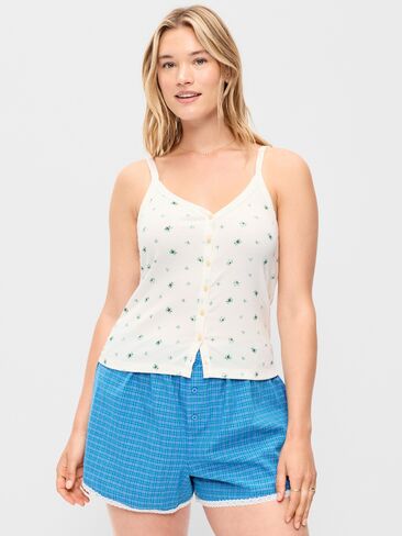 Old Navy Button-Down Cami Tank Top - White Floral in Kuwait