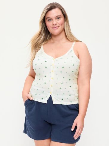Old Navy Button-Down Cami Tank Top - White Floral in Kuwait