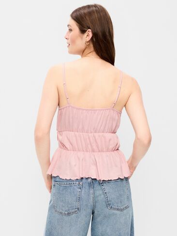 Old Navy Lace-Trim Smocked-Waist Tank Top - Abalone Pink in Kuwait