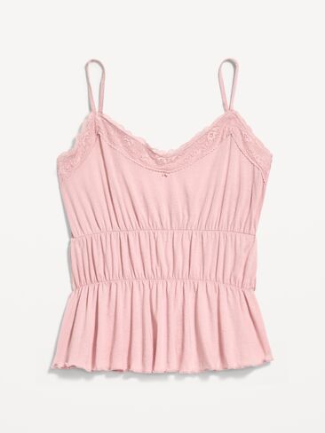 Old Navy Lace-Trim Smocked-Waist Tank Top - Abalone Pink in Kuwait