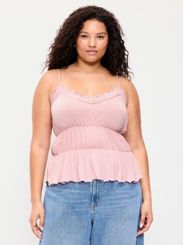 Old Navy Lace-Trim Smocked-Waist Tank Top - Abalone Pink in Kuwait