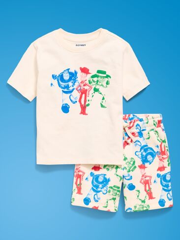 مجموعة تي شيرت وسروال قصير برسومات كبيرة الحجم من Old Navy x Pixar Toy Story للأولاد الصغار - ملح البحر in Kuwait