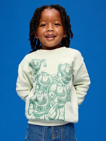 سويت شيرت برسومات كبيرة الحجم من Old Navy Old Navy x Pixar Toy Story للأولاد الصغار - أخضر عصاري in Kuwait