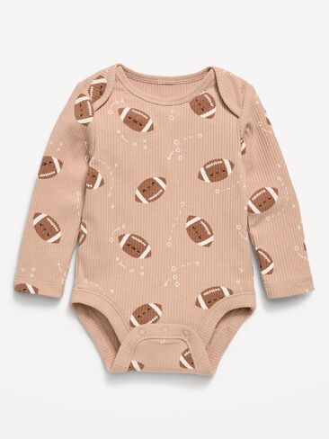 Old Navy Printed Long-Sleeve Ribbed Bodysuit for Baby - Football in Kuwait