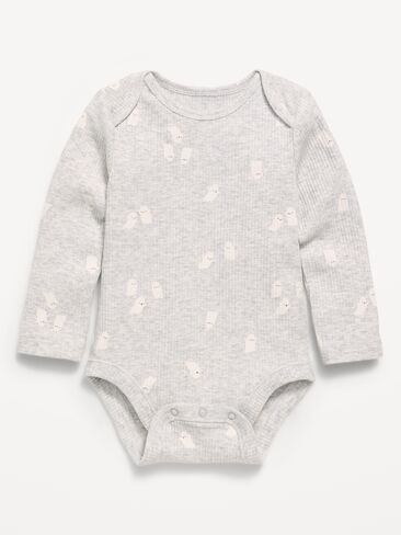 Old Navy Printed Unisex Long-Sleeve Ribbed Bodysuit for Baby - Ghost in Kuwait