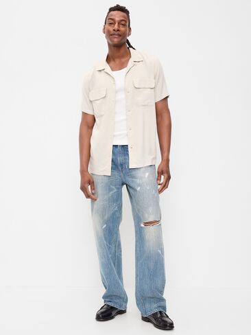 Old Navy 90s Baggy Jeans - Light Wash (Paint Splatter) in Kuwait