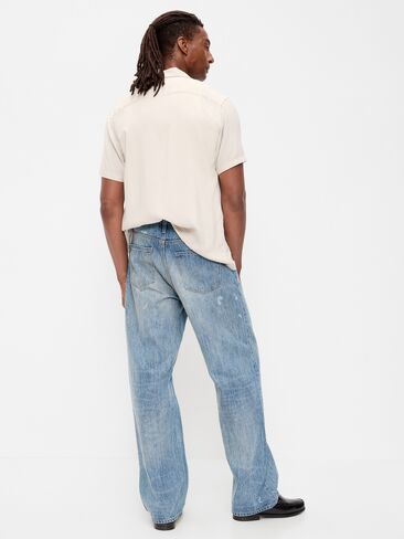 Old Navy 90s Baggy Jeans - Light Wash (Paint Splatter) in Kuwait