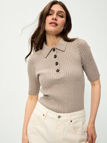 Old Navy Short-Sleeve Ribbed Polo - Mushroom in Kuwait