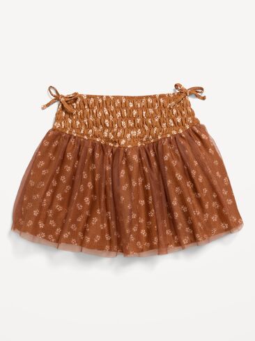 تنورة تول من Old Navy Western Smocked للفتيات الصغيرات - زهور بنية اللون in Kuwait