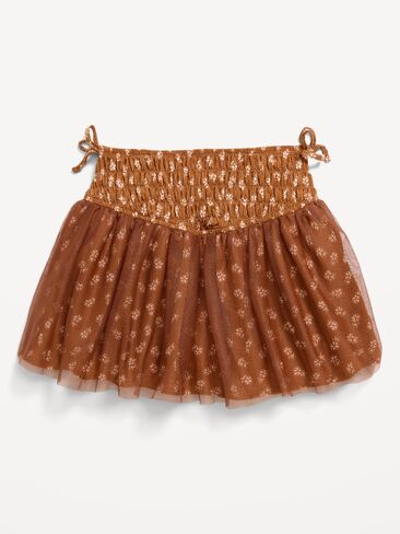 تنورة تول من Old Navy Western Smocked للفتيات الصغيرات - زهور بنية اللون in Kuwait