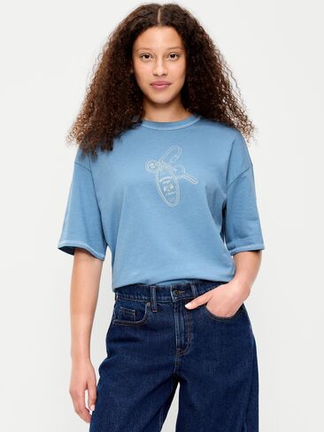 تي شيرت برسومات ذات رقبة دائرية من Old Navy - أزرق طبيعي in Kuwait