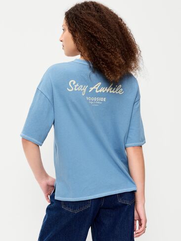 تي شيرت برسومات ذات رقبة دائرية من Old Navy - أزرق طبيعي in Kuwait