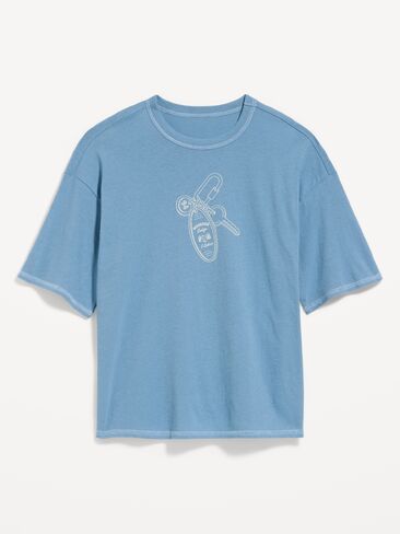 تي شيرت برسومات ذات رقبة دائرية من Old Navy - أزرق طبيعي in Kuwait