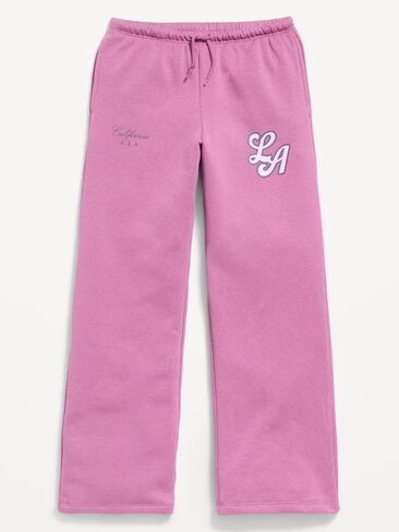 Old Navy High-Waisted Graphic Wide-Leg Sweatpants for Girls - Rose Wash in Kuwait