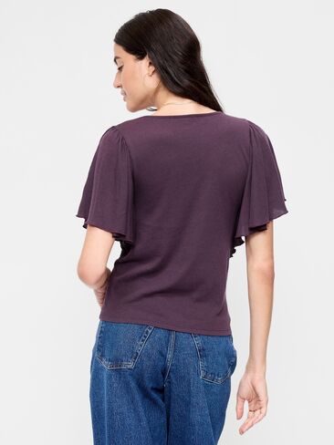 Old Navy V-Neck Flutter Sleeve Top - Veil of Night in Kuwait