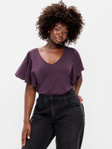 Old Navy V-Neck Flutter Sleeve Top - Veil of Night in Kuwait