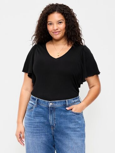 بلوزة Old Navy بأكمام واسعة ورقبة على شكل حرف V - بلاك جاك in Kuwait