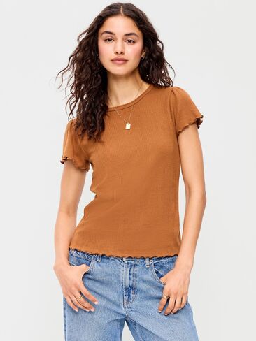 Old Navy Lettuce-Edge Pointelle Top - ريدوود بورل in Kuwait