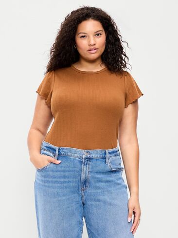 Old Navy Lettuce-Edge Pointelle Top - ريدوود بورل in Kuwait