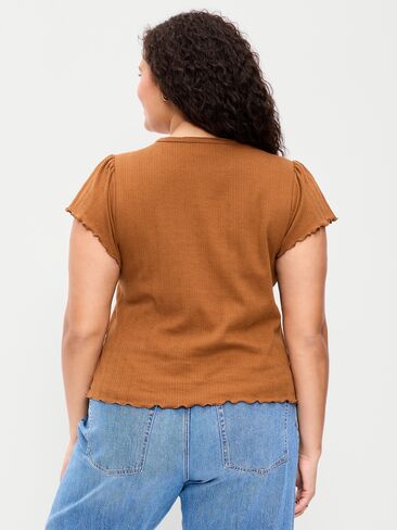 Old Navy Lettuce-Edge Pointelle Top - ريدوود بورل in Kuwait
