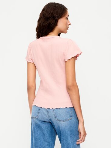 Old Navy Lettuce-Edge Pointelle Top - Abalone Pink in Kuwait