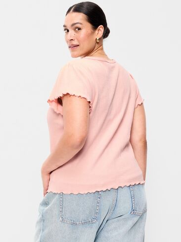 Old Navy Lettuce-Edge Pointelle Top - Abalone Pink in Kuwait