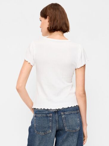 Old Navy Lettuce-Edge Pointelle Top - الزنابق البيضاء in Kuwait