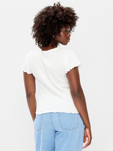 Old Navy Lettuce-Edge Pointelle Top - الزنابق البيضاء in Kuwait