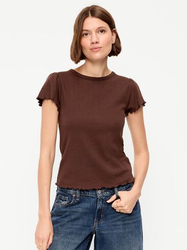 Old Navy Lettuce-Edge Pointelle Top - ترابي in Kuwait