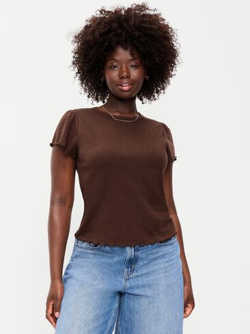 Old Navy Lettuce-Edge Pointelle Top - ترابي in Kuwait
