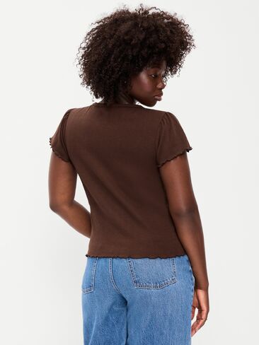 Old Navy Lettuce-Edge Pointelle Top - ترابي in Kuwait