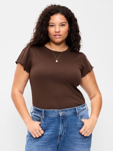 Old Navy Lettuce-Edge Pointelle Top - ترابي in Kuwait