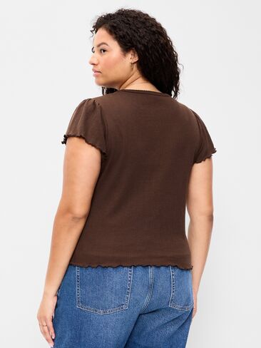 Old Navy Lettuce-Edge Pointelle Top - ترابي in Kuwait
