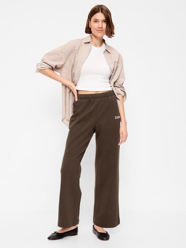 Old Navy High-Waisted Fleece Wide-Leg Sweatpants - Black Coffee in Kuwait