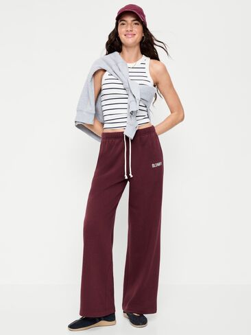 بنطال رياضي واسع الأرجل من الصوف عالي الخصر من Old Navy - أحمر أم لا in Kuwait