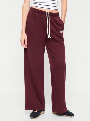 بنطال رياضي واسع الأرجل من الصوف عالي الخصر من Old Navy - أحمر أم لا in Kuwait