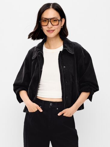 سترة دينم ذات رقبة دائرية من Old Navy - أسود مغسول in Kuwait
