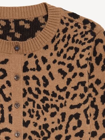 Old Navy SoSoft Cotton Crew-Neck Cardigan Sweater - Brown Leopard in Kuwait