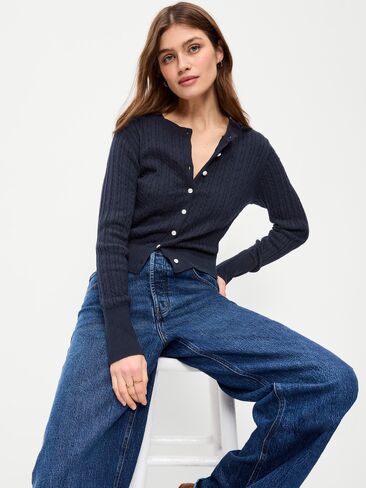 سترة صوفية من القطن الناعم ذو الرقبة الدائرية من Old Navy - باللون الأزرق الداكن in Kuwait