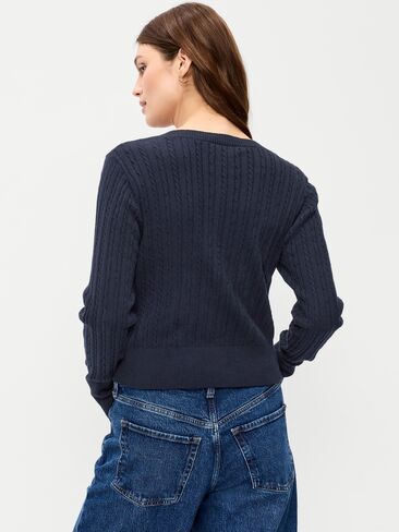 سترة صوفية من القطن الناعم ذو الرقبة الدائرية من Old Navy - باللون الأزرق الداكن in Kuwait