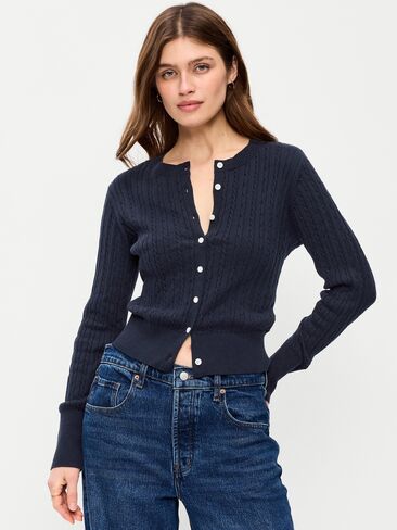 سترة صوفية من القطن الناعم ذو الرقبة الدائرية من Old Navy - باللون الأزرق الداكن in Kuwait