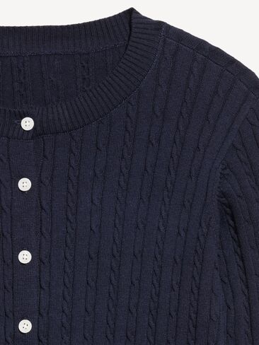 سترة صوفية من القطن الناعم ذو الرقبة الدائرية من Old Navy - باللون الأزرق الداكن in Kuwait