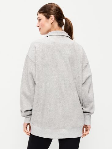 سويت شيرت من الصوف الديناميكي مقاس كبير من Old Navy - رمادي منقط in Kuwait