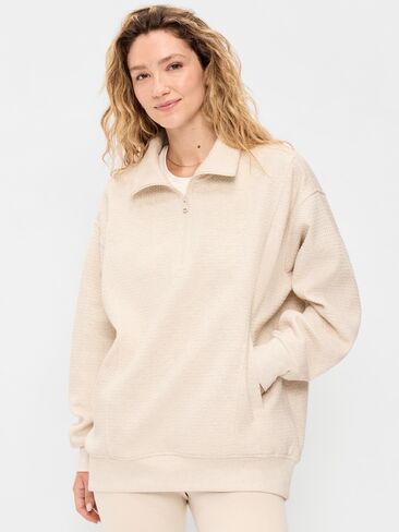 سويت شيرت من الصوف الديناميكي ذو الحجم الكبير من Old Navy - هيذر الشوفان in Kuwait