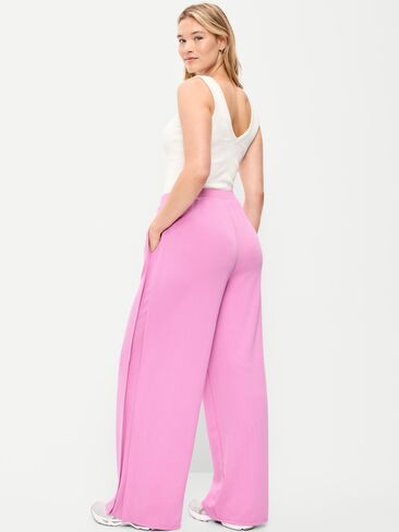 بنطلون Bounce Lite Drapey واسع الساق ذو طيات عالي الخصر من Old Navy - أوركيد in Kuwait