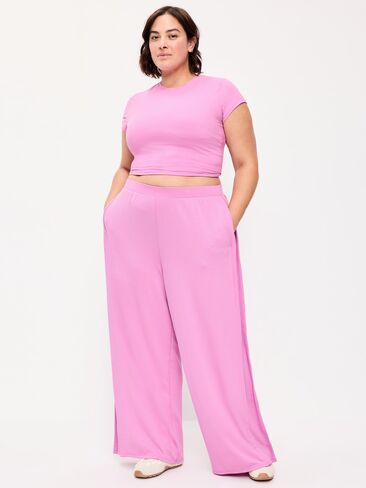 بنطلون Bounce Lite Drapey واسع الساق ذو طيات عالي الخصر من Old Navy - أوركيد in Kuwait